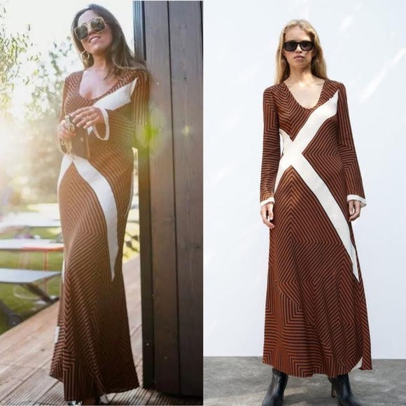 NEW Zara Blogger Favorite Geometric Print Maxi Dress - Picture 6 of 12